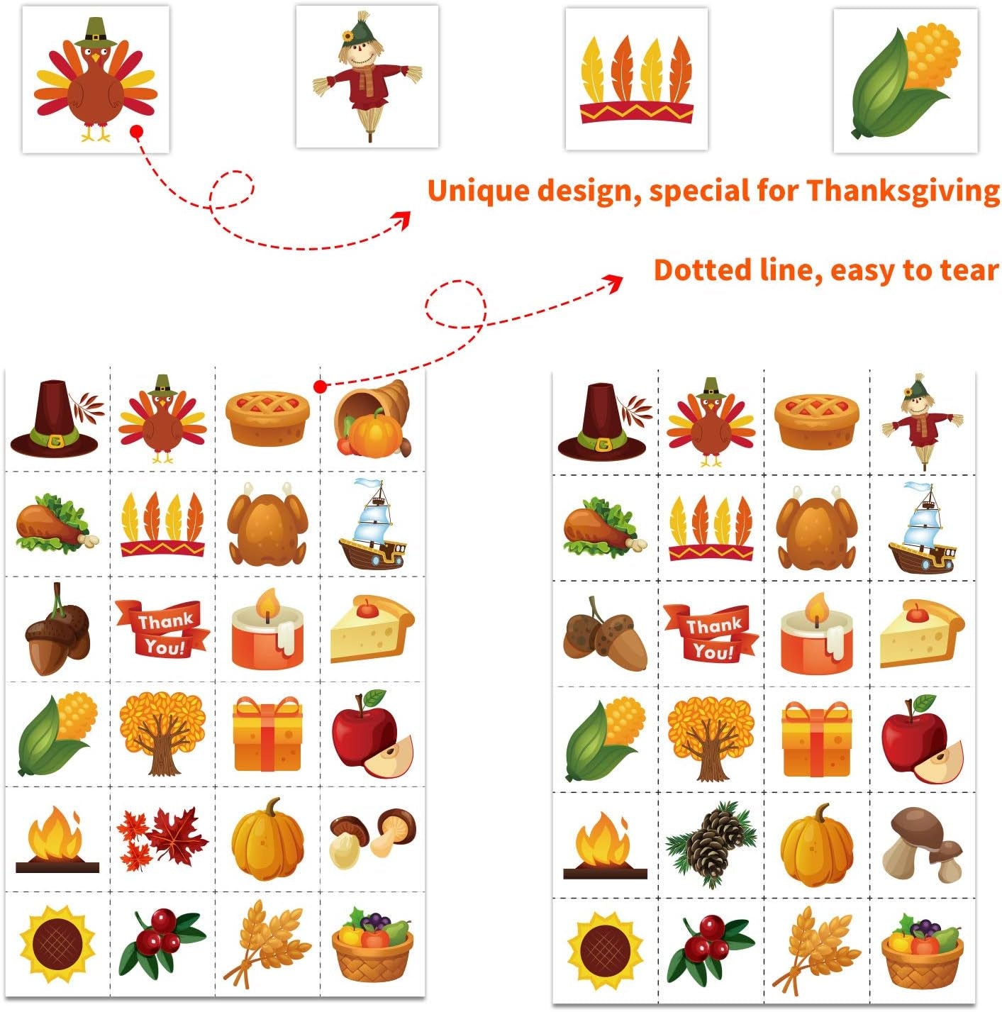 Thanksgiving Bingo Game - Fun for Families and Toddlers, Perfect for Classroom Parties with 24 Player Cards!