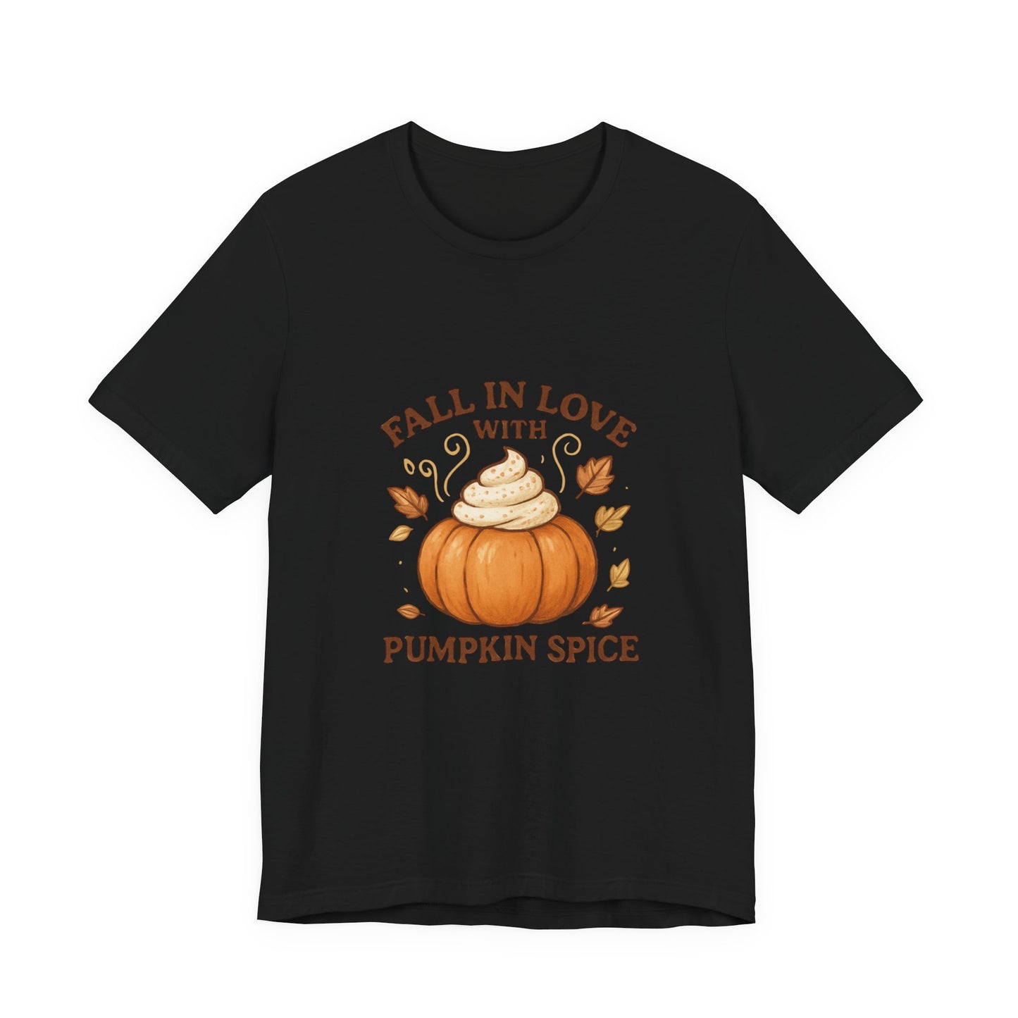 Fall in Love with Pumpkin Spice β Cute Autumn Design with Whipped Cream Pumpkin & Fall Leaves | Cozy Fall Decor or Apparel
