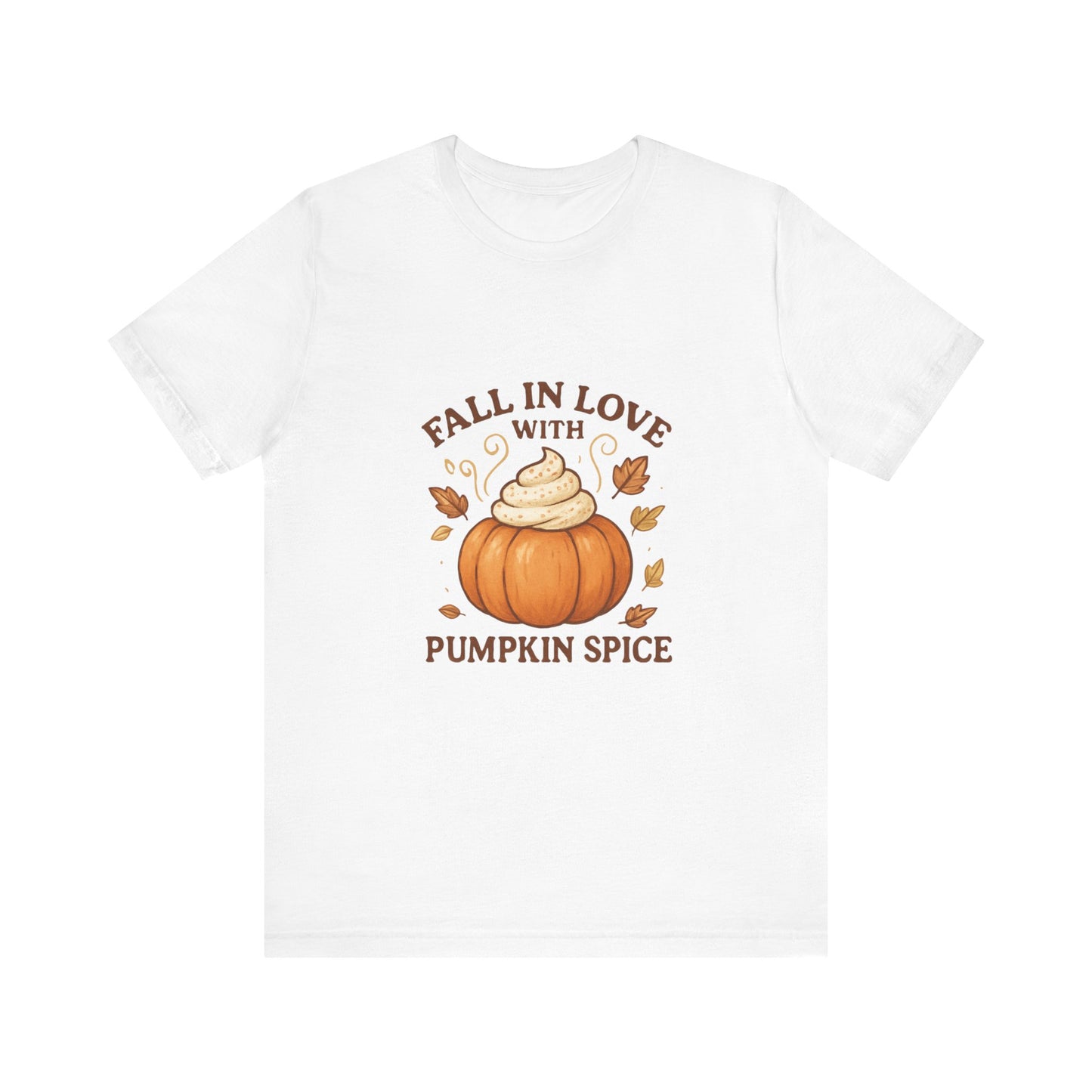 Fall in Love with Pumpkin Spice β Cute Autumn Design with Whipped Cream Pumpkin & Fall Leaves | Cozy Fall Decor or Apparel