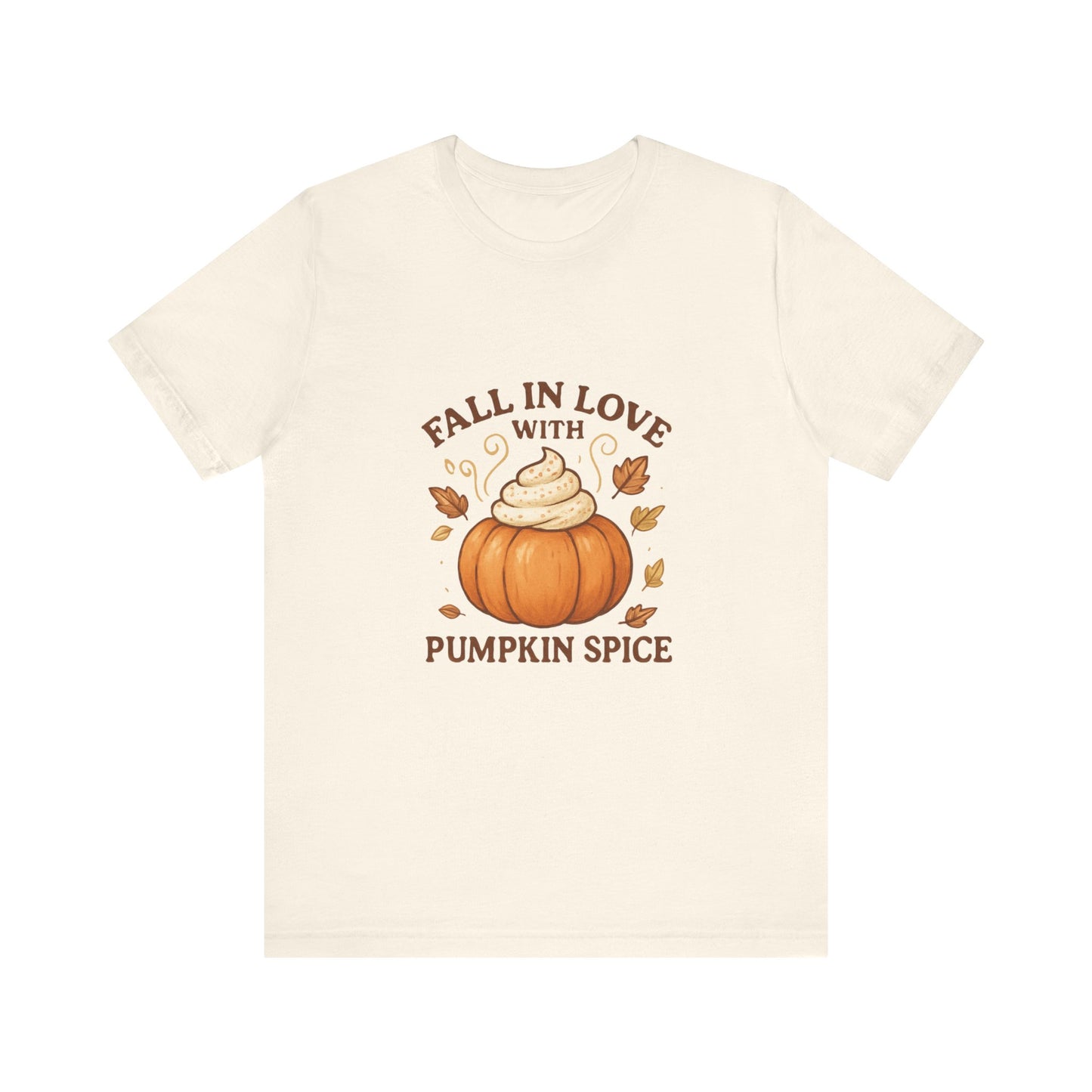 Fall in Love with Pumpkin Spice β Cute Autumn Design with Whipped Cream Pumpkin & Fall Leaves | Cozy Fall Decor or Apparel