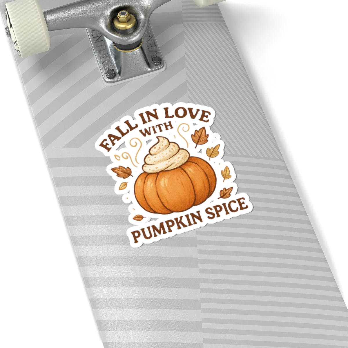 Pumpkin Spice Everything Sticker – “Fall in Love with Pumpkin Spice” Autumn Sticker with Whipped Cream Pumpkin & Leaves