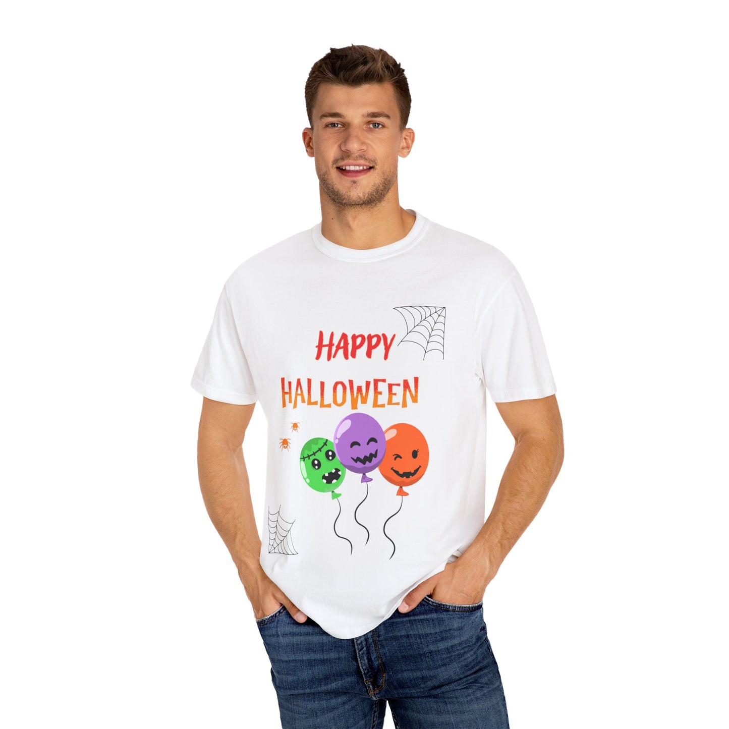 Unisex Garment-Dyed Halloween T-Shirt β Vintage Style Spooky Graphic Tee for Fall Festivities (Sβ4XL)