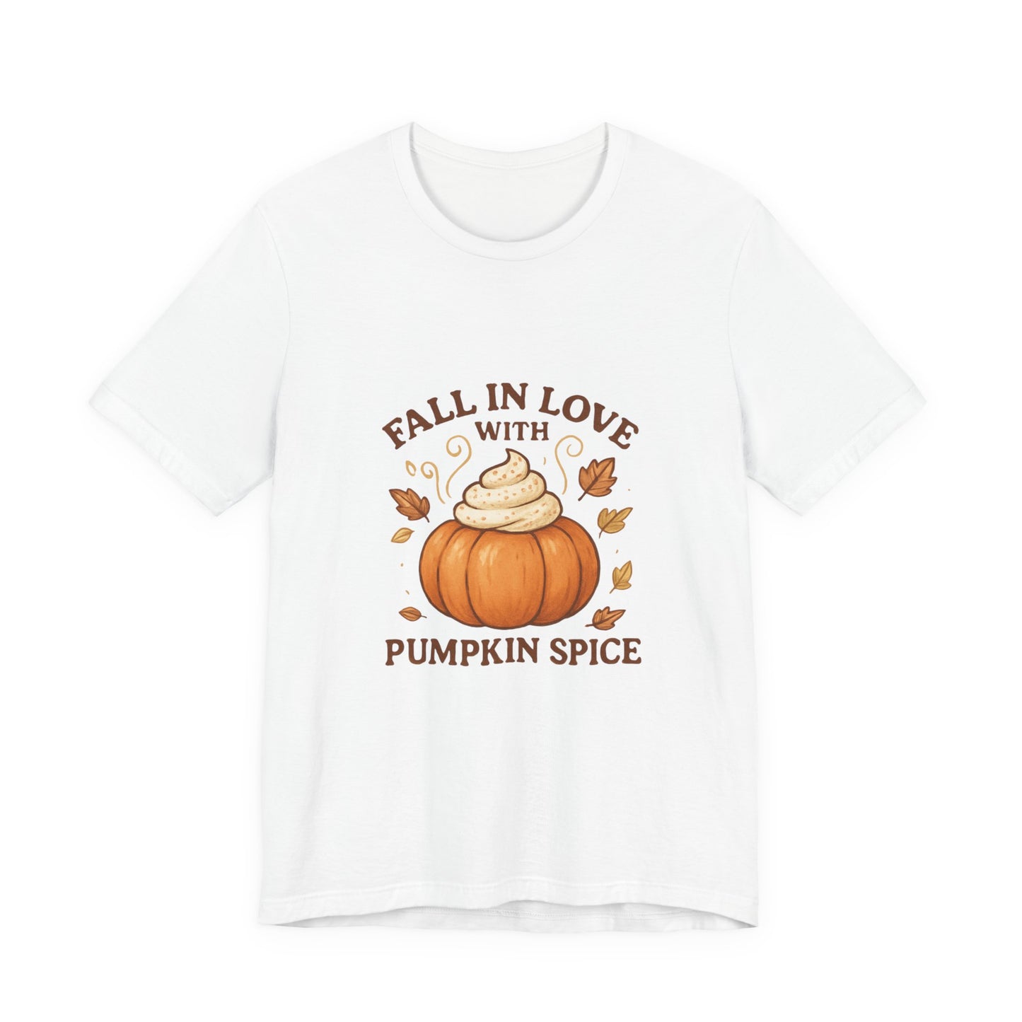 Fall in Love with Pumpkin Spice β Cute Autumn Design with Whipped Cream Pumpkin & Fall Leaves | Cozy Fall Decor or Apparel