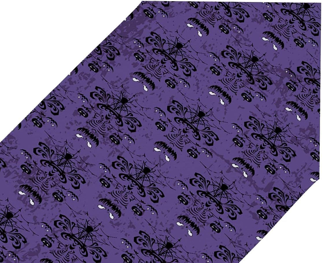 Spooky Elegance: Halloween Black Spider Web Bat Table Runner - 13 x 108 Inches Cotton Linen for Festive Home Decor