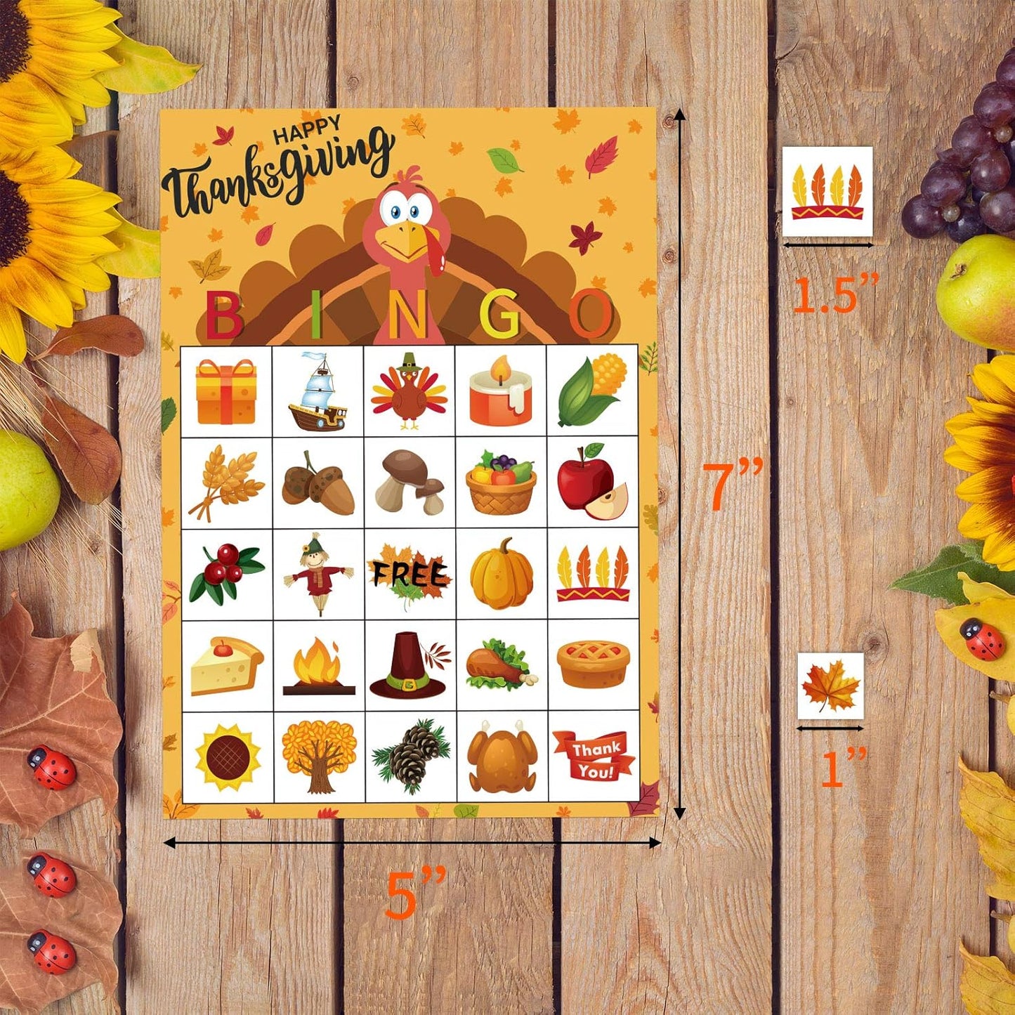 Thanksgiving Bingo Game - Fun for Families and Toddlers, Perfect for Classroom Parties with 24 Player Cards!