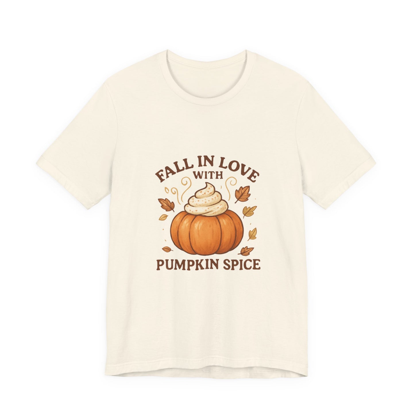 Fall in Love with Pumpkin Spice β Cute Autumn Design with Whipped Cream Pumpkin & Fall Leaves | Cozy Fall Decor or Apparel