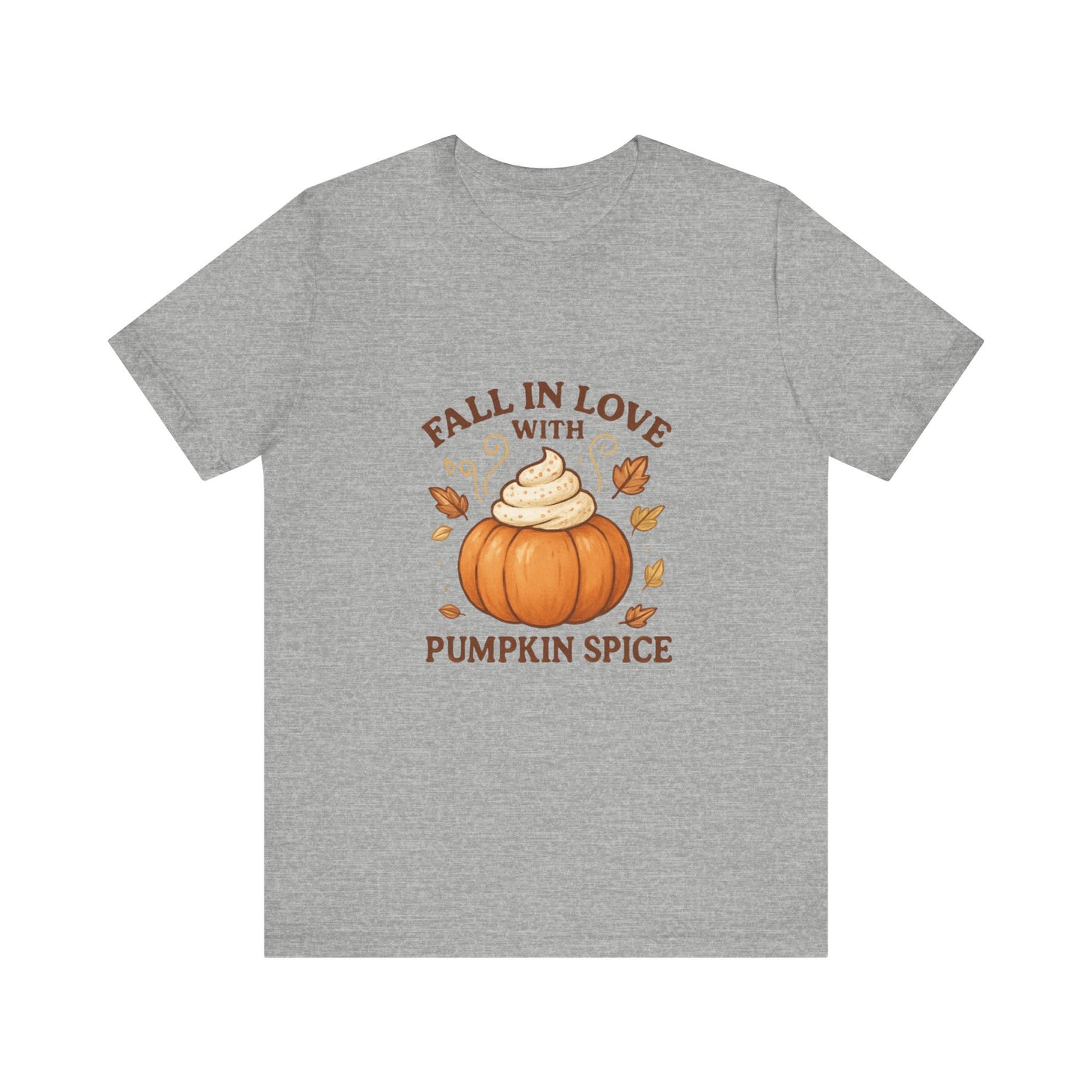 Fall in Love with Pumpkin Spice β Cute Autumn Design with Whipped Cream Pumpkin & Fall Leaves | Cozy Fall Decor or Apparel