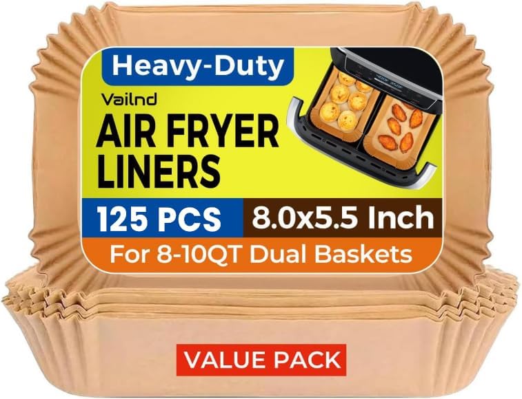 Small Air Fryer Liners Disposable, 2 QT Parchment Paper for COSORI 2.1 Qt Air Fryer, 125PCS 4.7 Inch Square Baking Paper Sheets for Mini Airfryer Basket