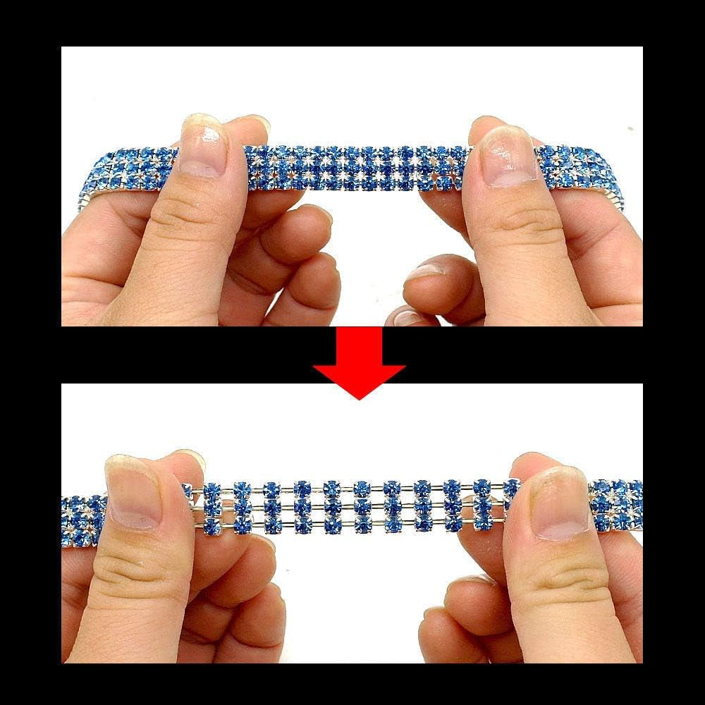 Amazing 3 Rows Rhinestones Necklace Pet Cat Dog Collar Bling Rhinestone Bone Jewelry Party Wedding Accessories,White,M:10-12" Neck