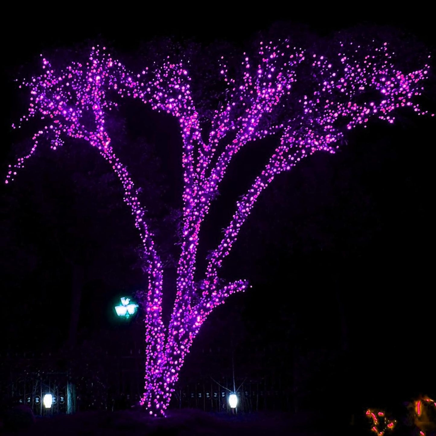 300 LED Purple Halloween String Lights - 100FT Connectable with 8 Lighting Modes for Festive Indoor/Outdoor Decor - Perfect for Parties and Yard Decorations