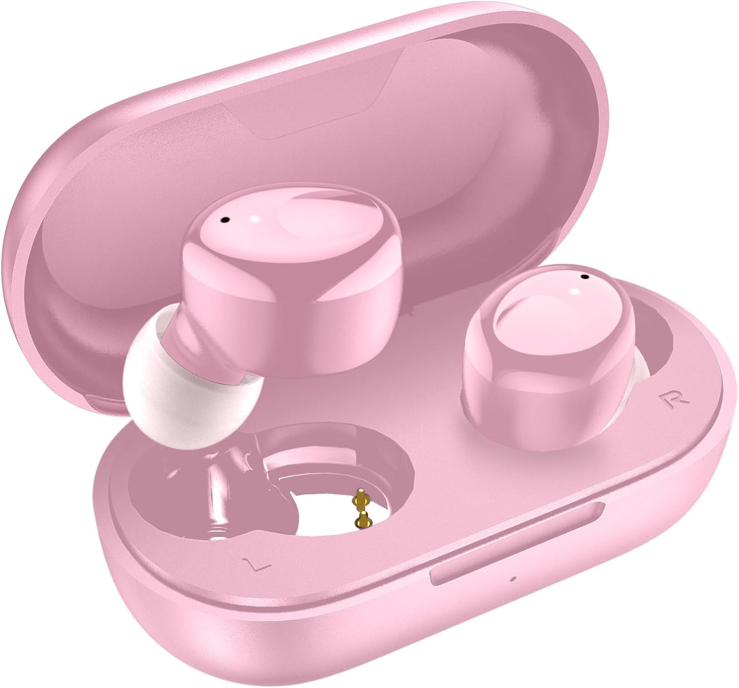 Wireless Earbuds Bluetooth 5.3 in Ear Buds Light Weight Headphones,Deep Bass Sound,Built in Mics Headset,Clear Calls Earphones for Sports Workout Glossy Bight Pink
