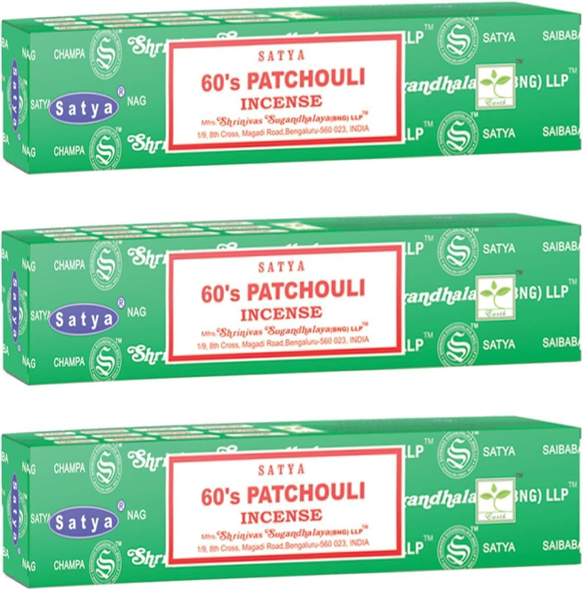 3 Packs Original Sai Baba Nag Champa Incense Sticks Joss Insence - Insense 15G Box Nagchampa Agarbatti (60'S Patchouli)