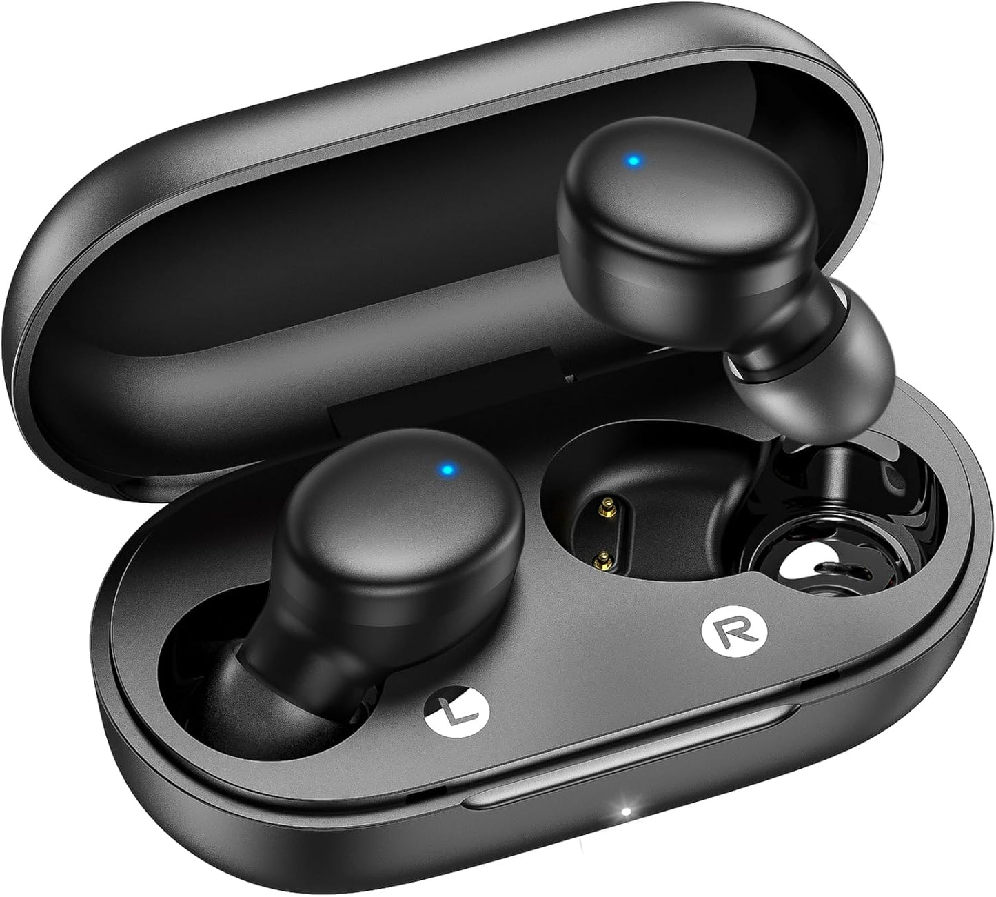 Wireless Earbuds Bluetooth 5.3 in Ear Buds Light Weight Headphones,Deep Bass Sound,Built in Mics Headset,Clear Calls Earphones for Sports Workout Glossy Bight Pink