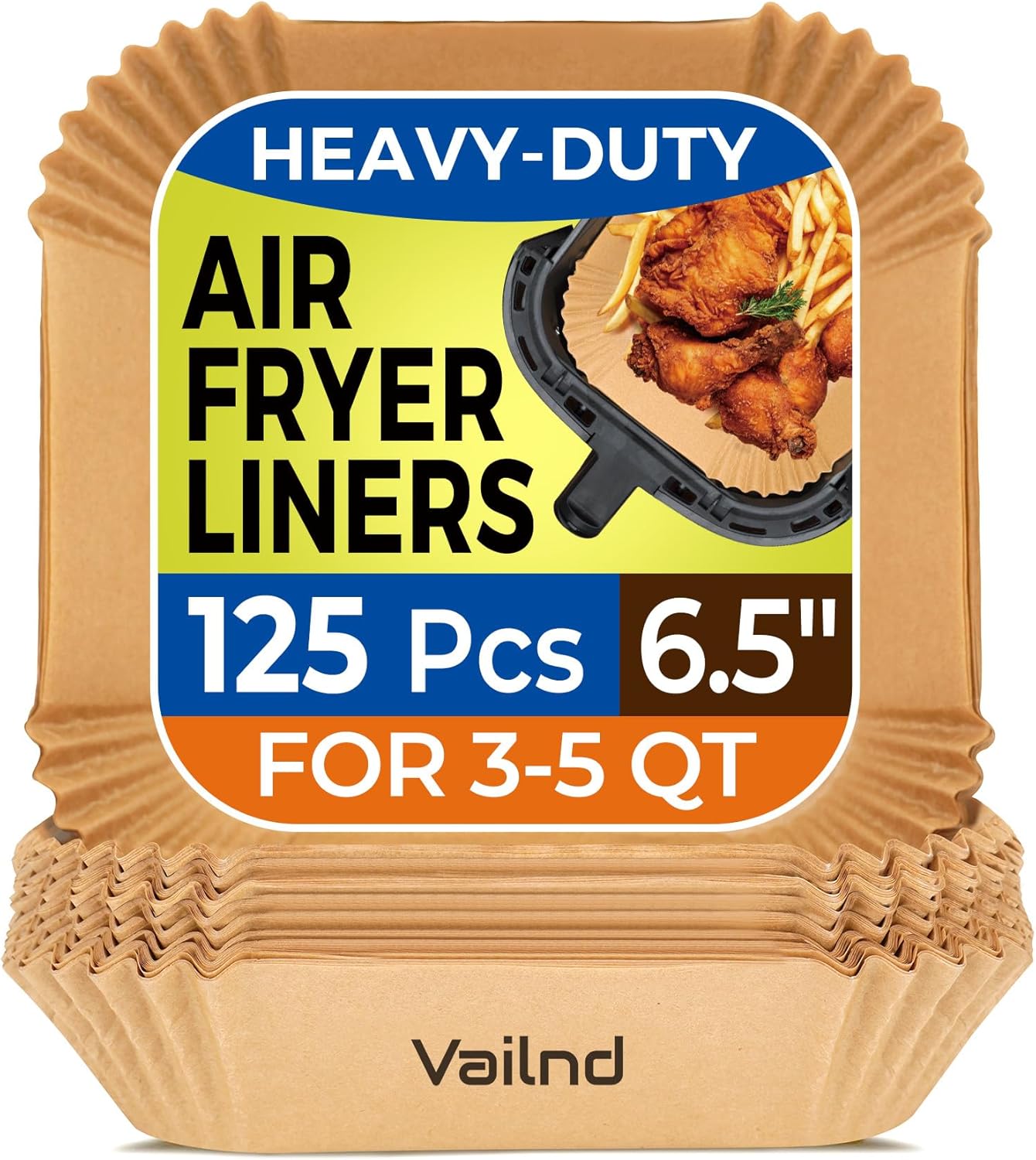 Small Air Fryer Liners Disposable, 2 QT Parchment Paper for COSORI 2.1 Qt Air Fryer, 125PCS 4.7 Inch Square Baking Paper Sheets for Mini Airfryer Basket