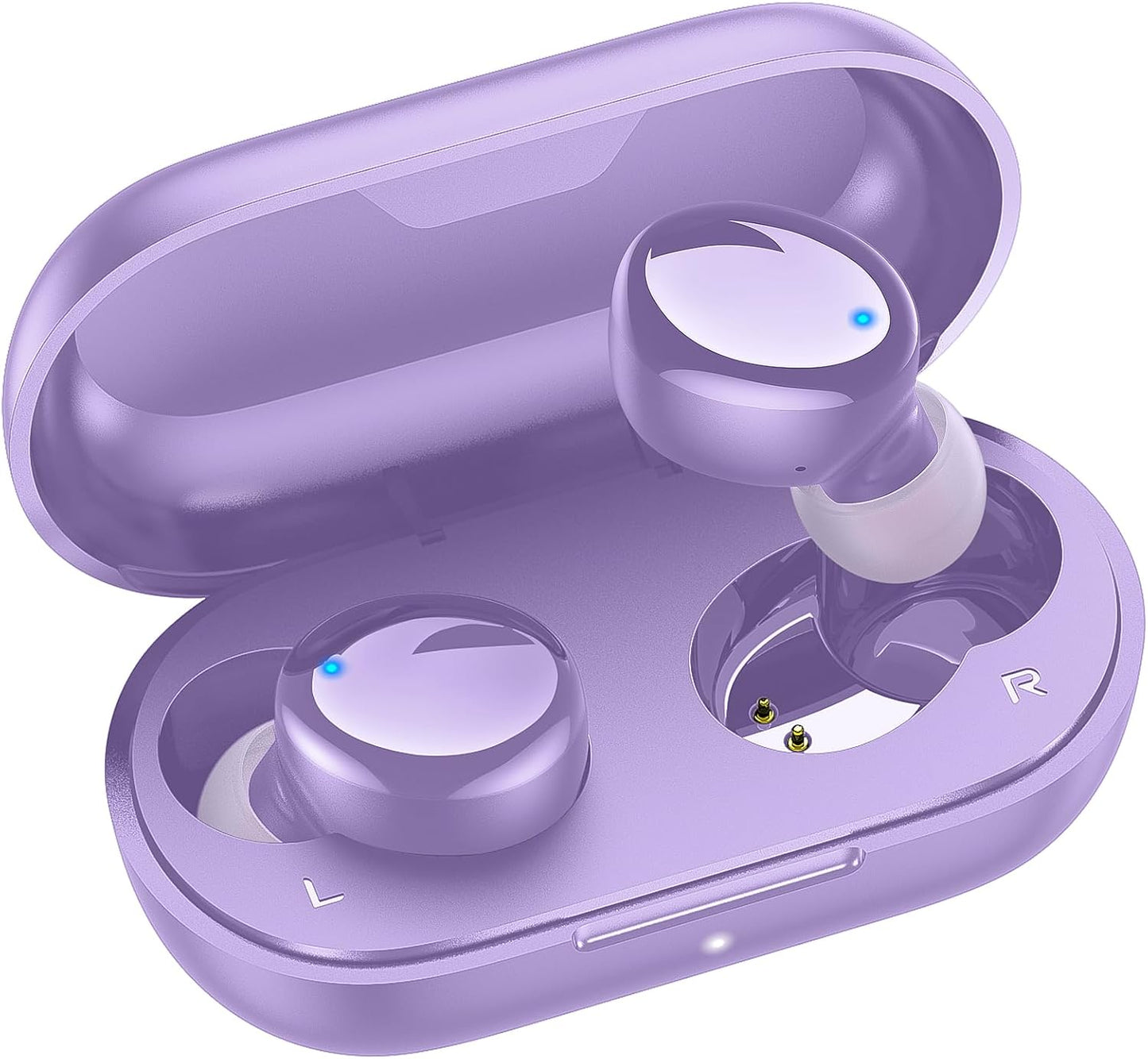 Wireless Earbuds Bluetooth 5.3 in Ear Buds Light Weight Headphones,Deep Bass Sound,Built in Mics Headset,Clear Calls Earphones for Sports Workout Glossy Bight Pink