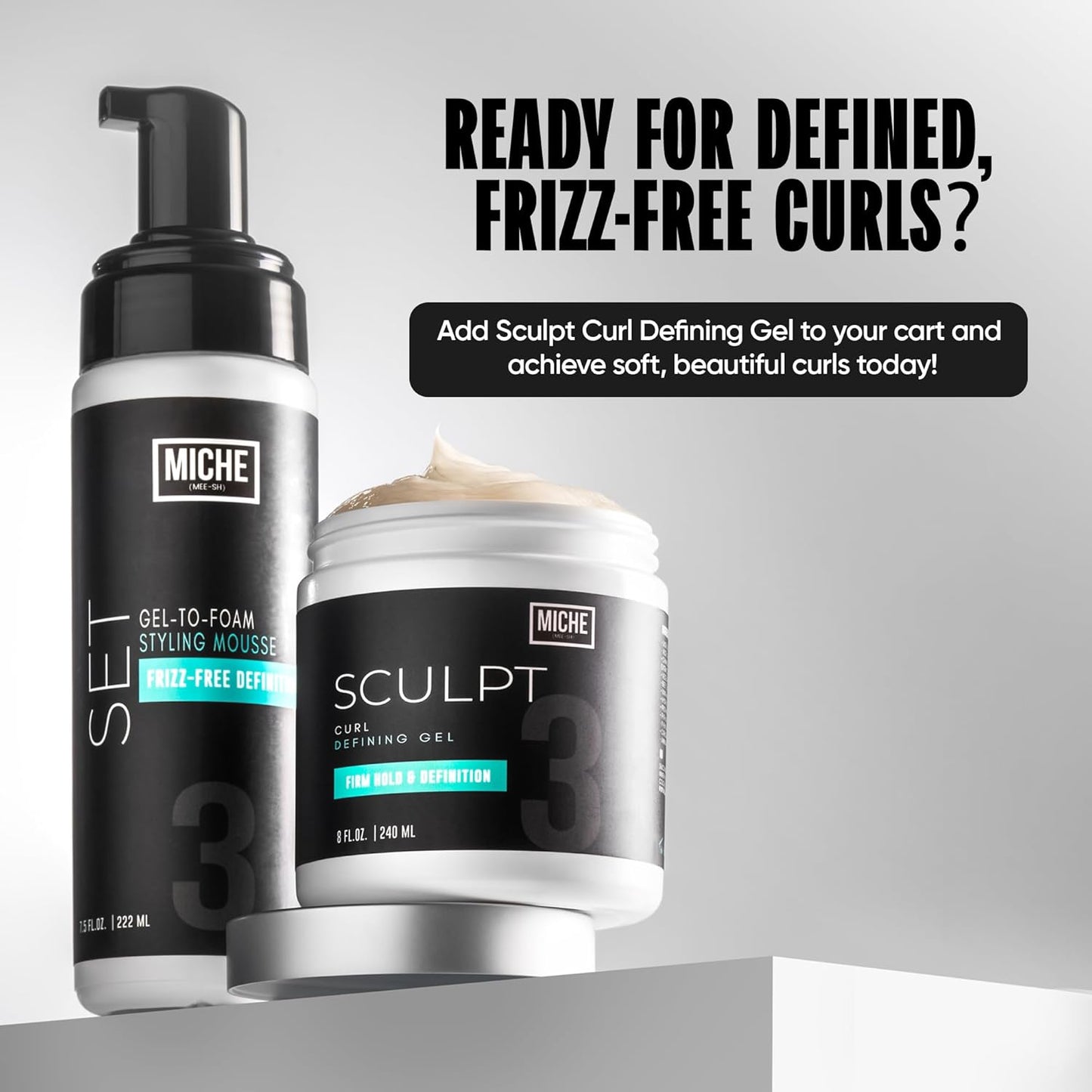 Miche Sculpt Curl Defining Gel – Alcohol-Free Curl Sculpting Gel for Medium Hold, Shine, and Definition – Enriched with Organic Aloe Vera & Bamboo Extract for Curly Hair