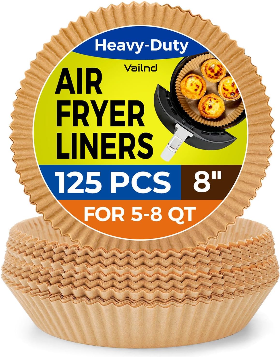 Small Air Fryer Liners Disposable, 2 QT Parchment Paper for COSORI 2.1 Qt Air Fryer, 125PCS 4.7 Inch Square Baking Paper Sheets for Mini Airfryer Basket