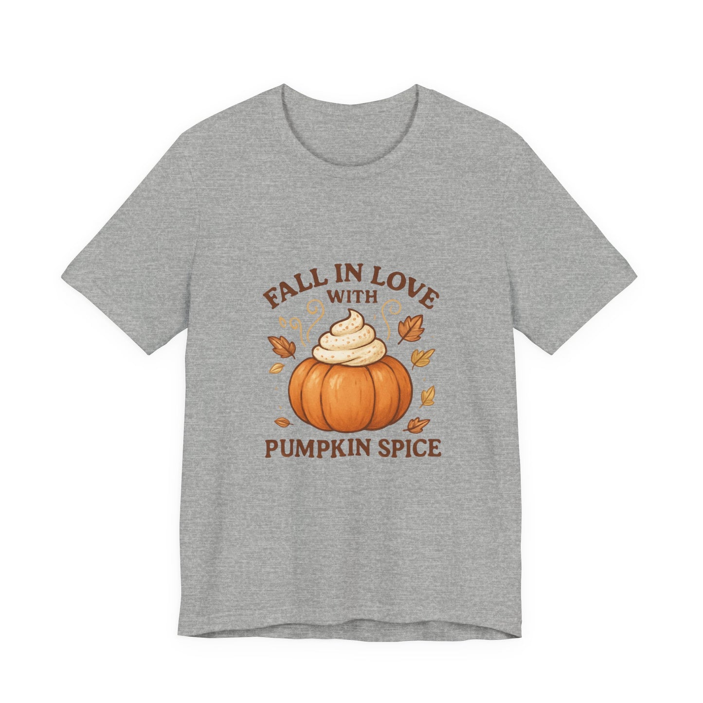 Fall in Love with Pumpkin Spice β Cute Autumn Design with Whipped Cream Pumpkin & Fall Leaves | Cozy Fall Decor or Apparel