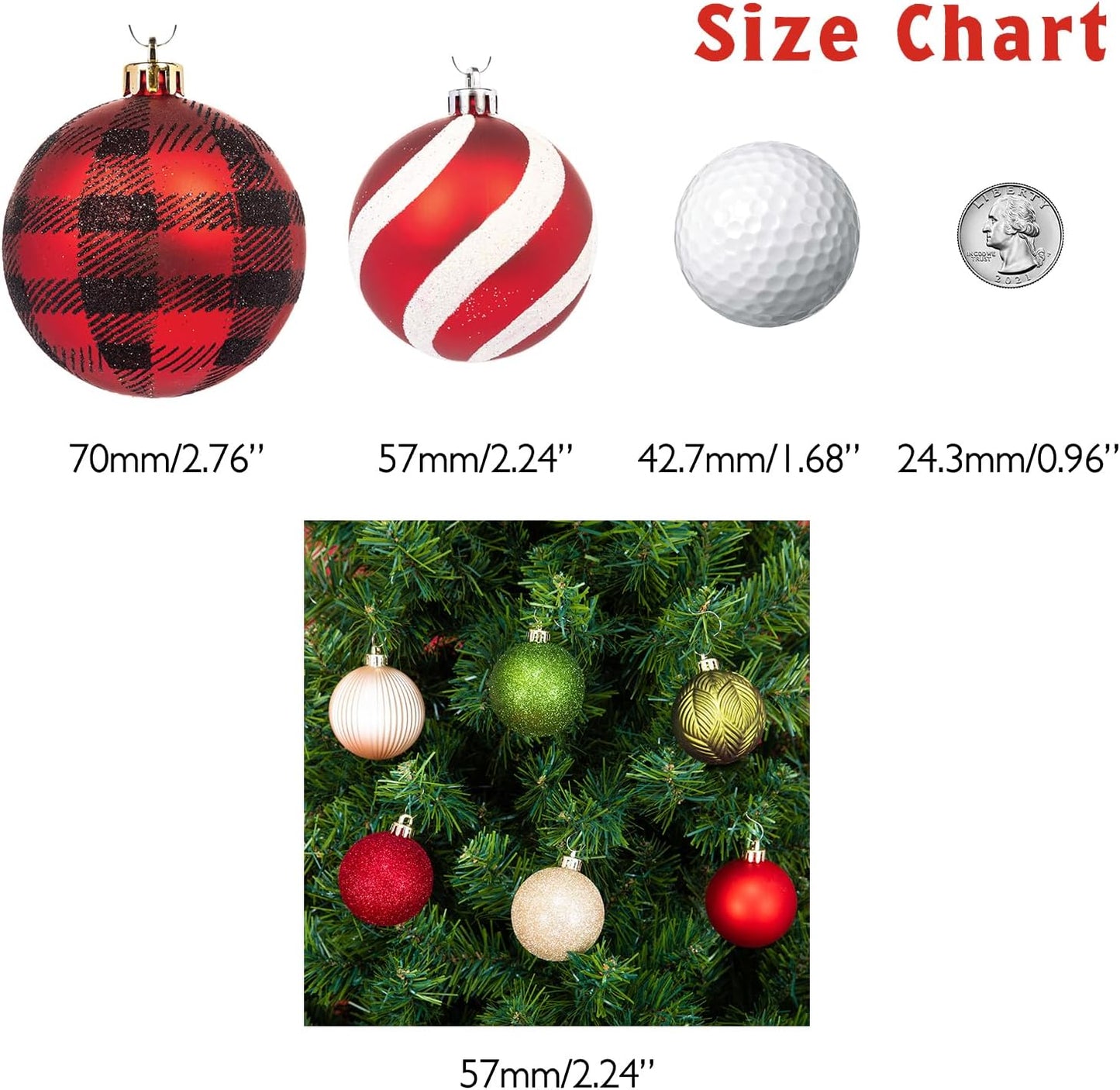 Ornaments, Shatterproof Christmas Tree Ornament Set, Christmas Balls Decoration 50 Count (2.24"/57Mm, Woodland)