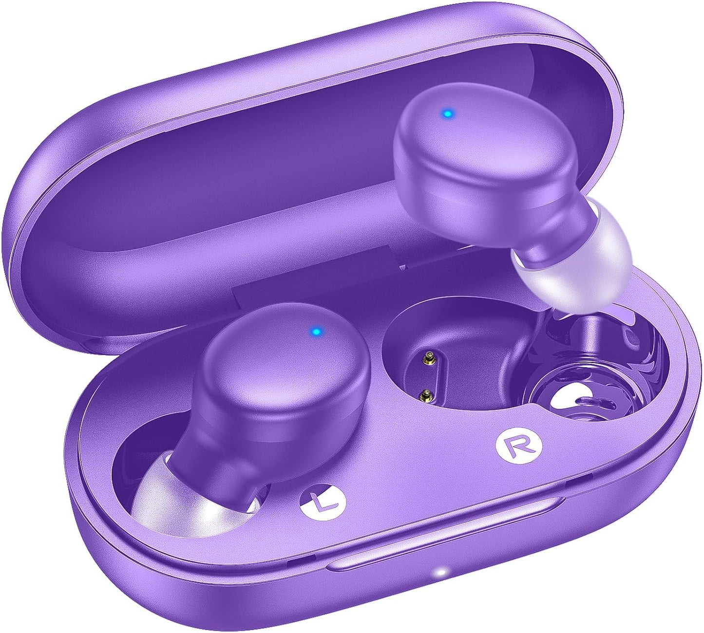 Wireless Earbuds Bluetooth 5.3 in Ear Buds Light Weight Headphones,Deep Bass Sound,Built in Mics Headset,Clear Calls Earphones for Sports Workout Glossy Bight Pink