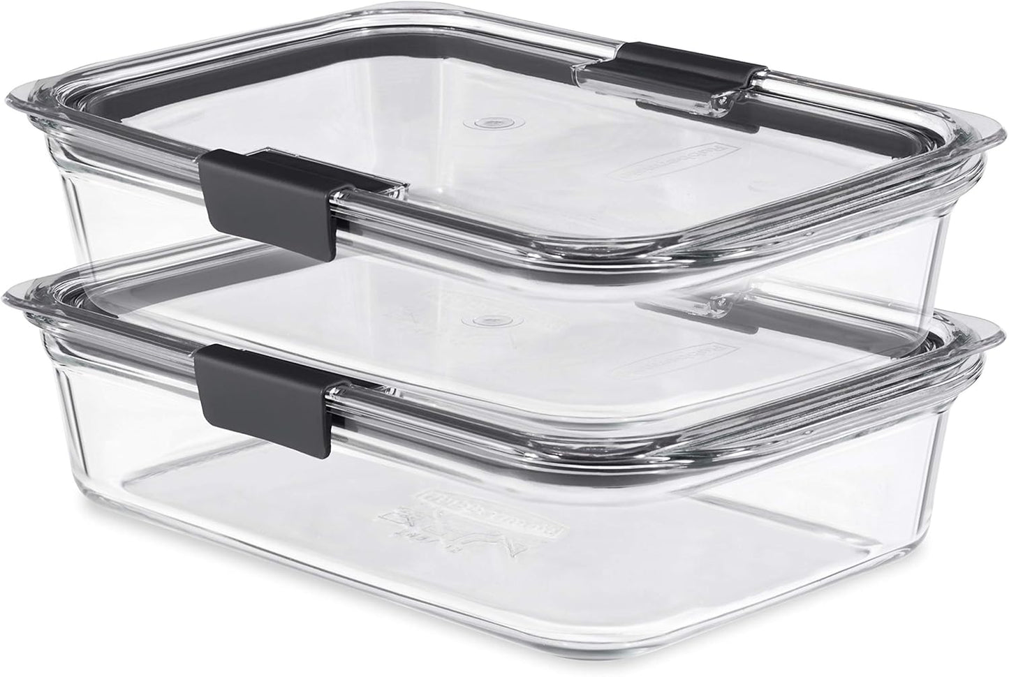 Brilliance Glass Food Storage Containers, 8 Cup, Set of 2, Bpa-Free, Leak-Proof, Clear