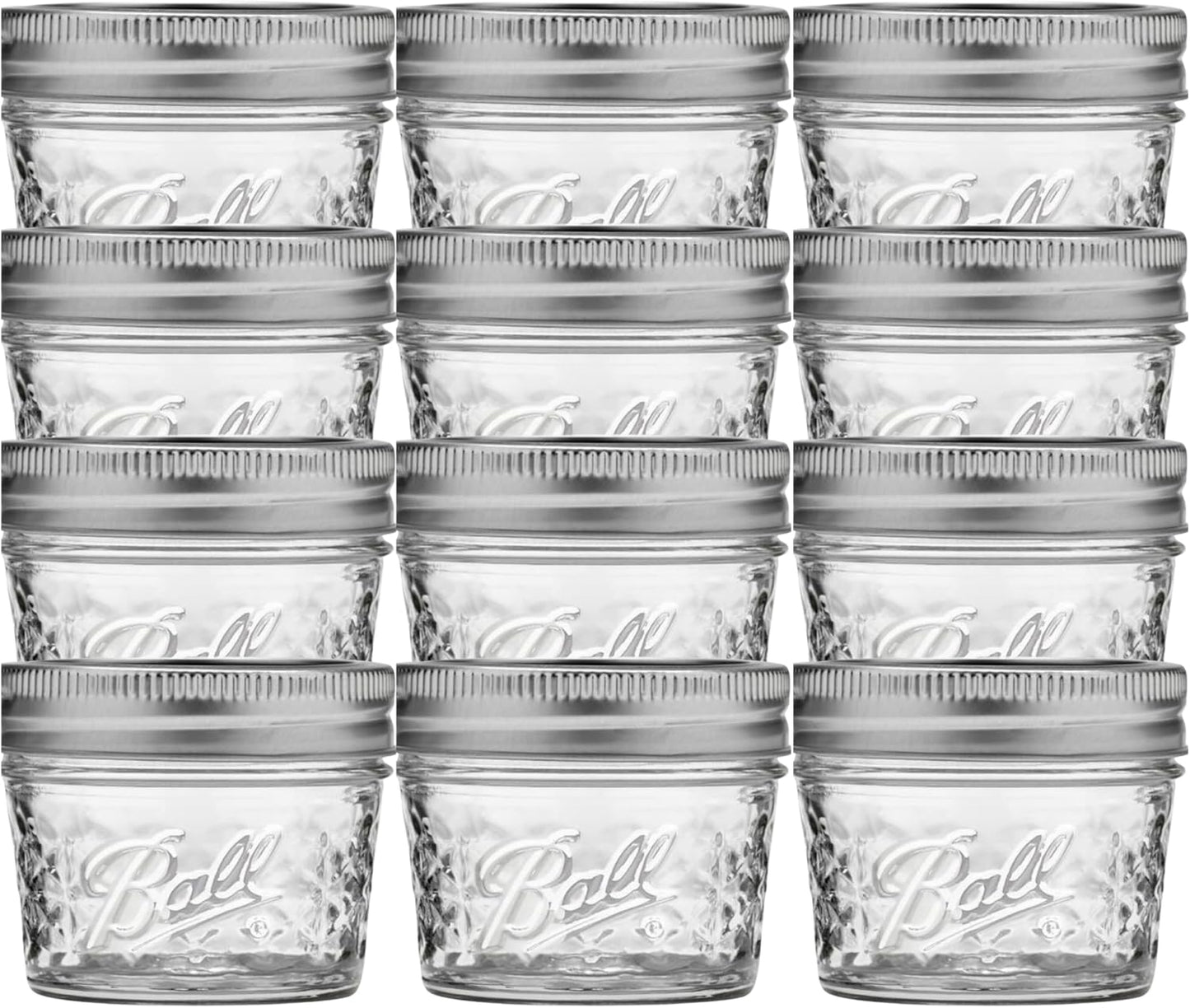 Mason 4Oz Quilted Jelly Jars with Lids and Bands, Set of 12