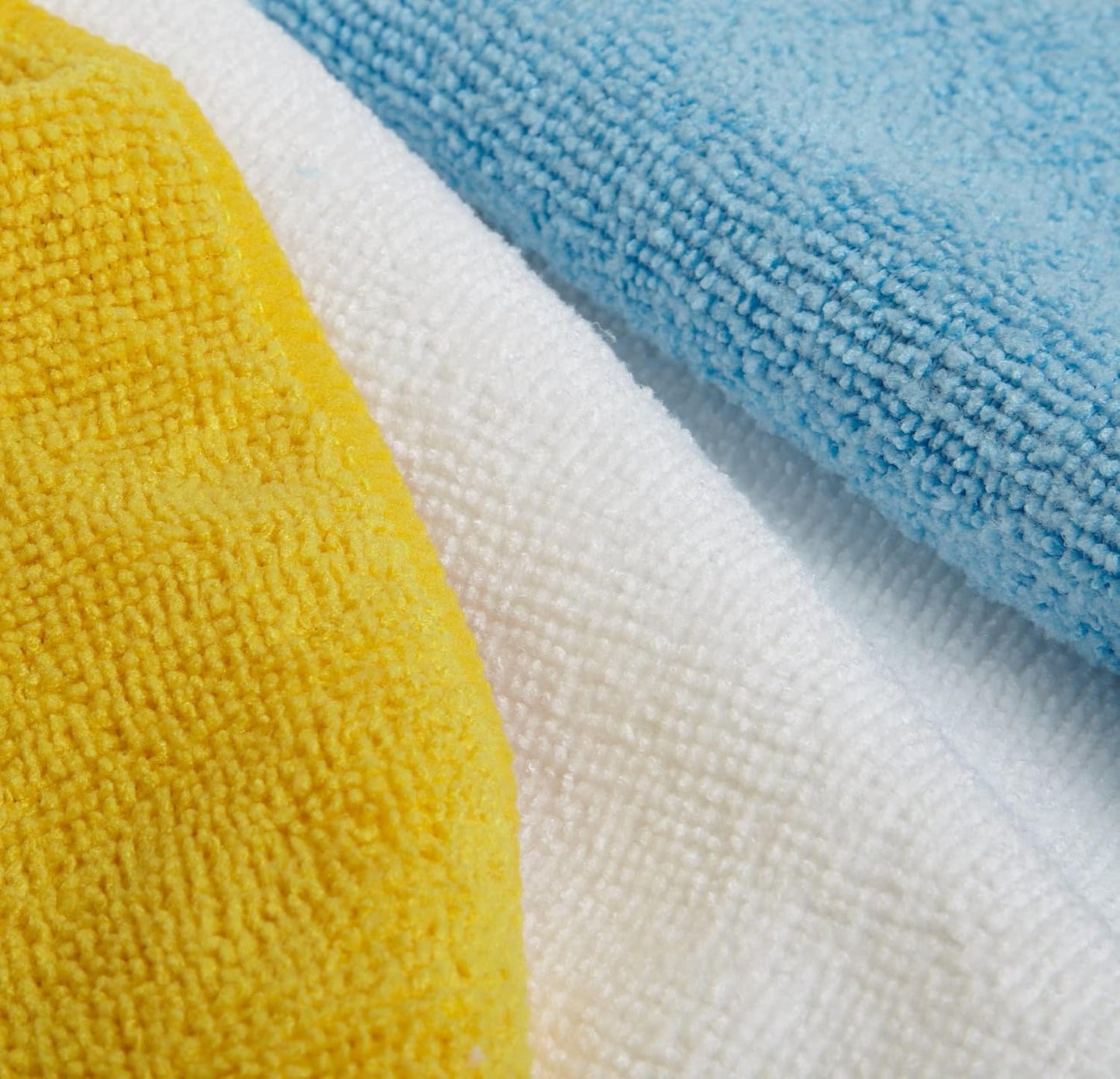 Microfiber Cleaning Cloths, Non-Abrasive, Reusable and Washable, Pack of 48, Blue/White/Yellow, 16" X 12"