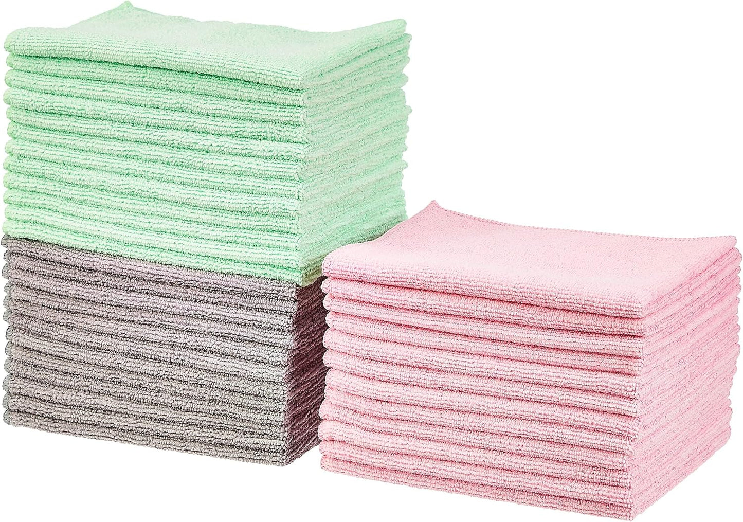 Microfiber Cleaning Cloths, Non-Abrasive, Reusable and Washable, Pack of 48, Blue/White/Yellow, 16" X 12"