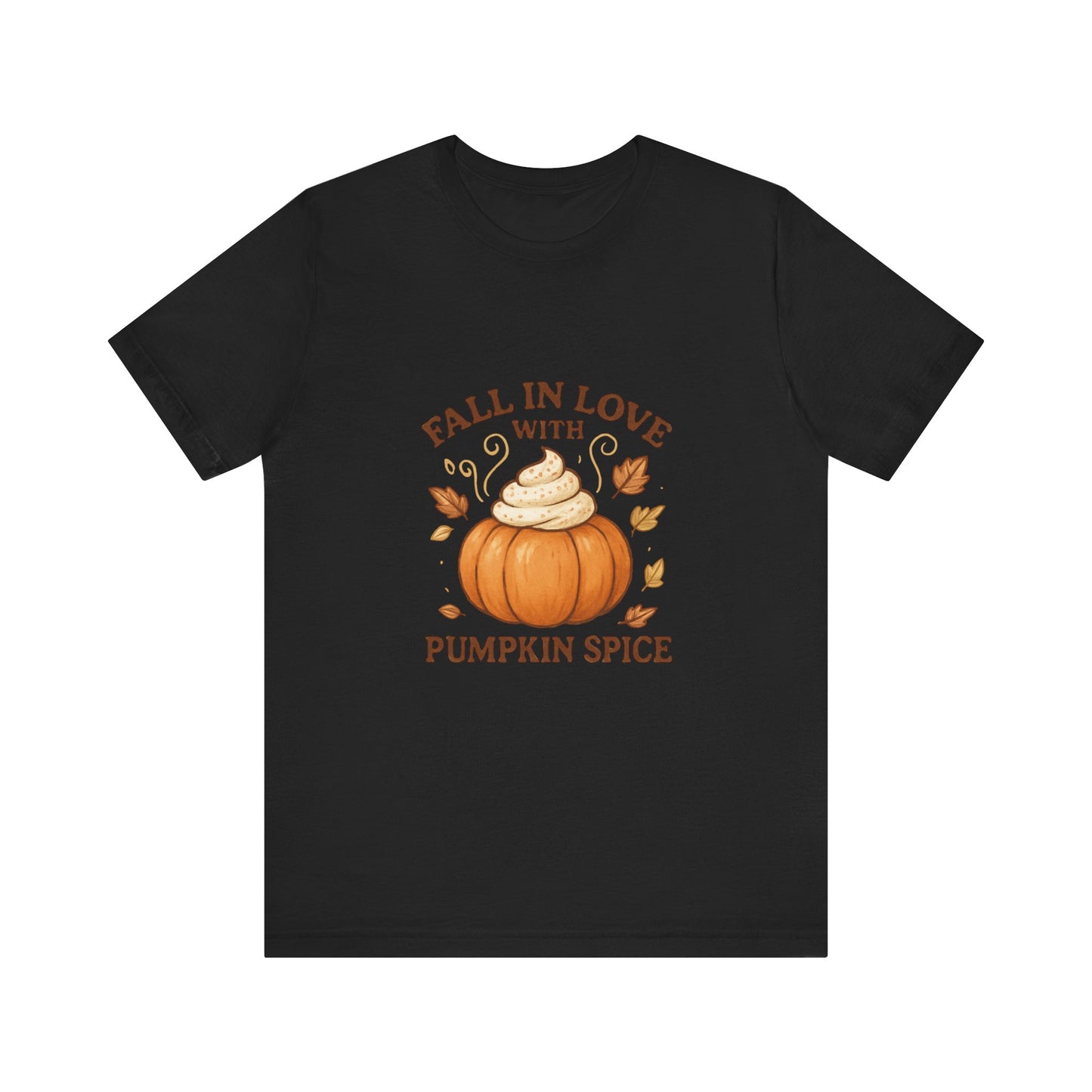 Fall in Love with Pumpkin Spice β Cute Autumn Design with Whipped Cream Pumpkin & Fall Leaves | Cozy Fall Decor or Apparel