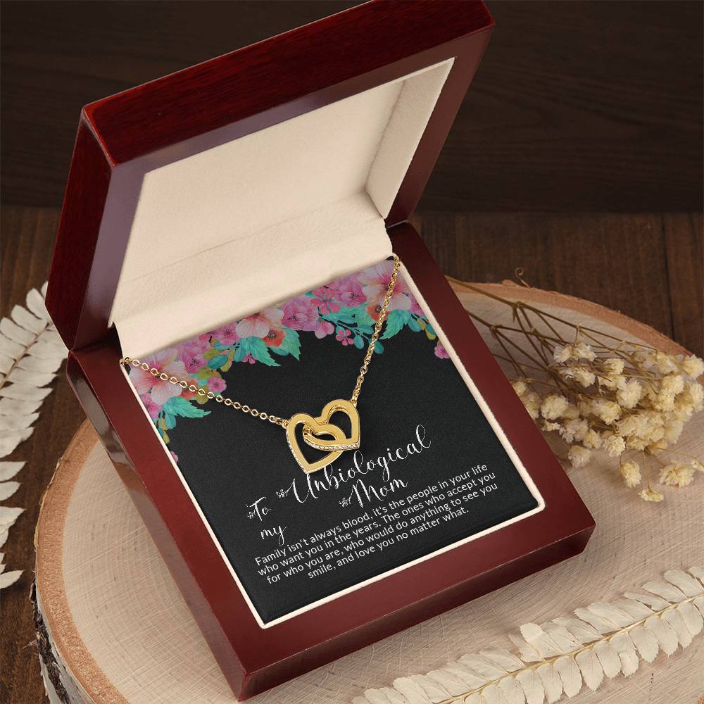 To My Unbiological Mom | I Love You No Matter What - Interlocking Hearts necklace
