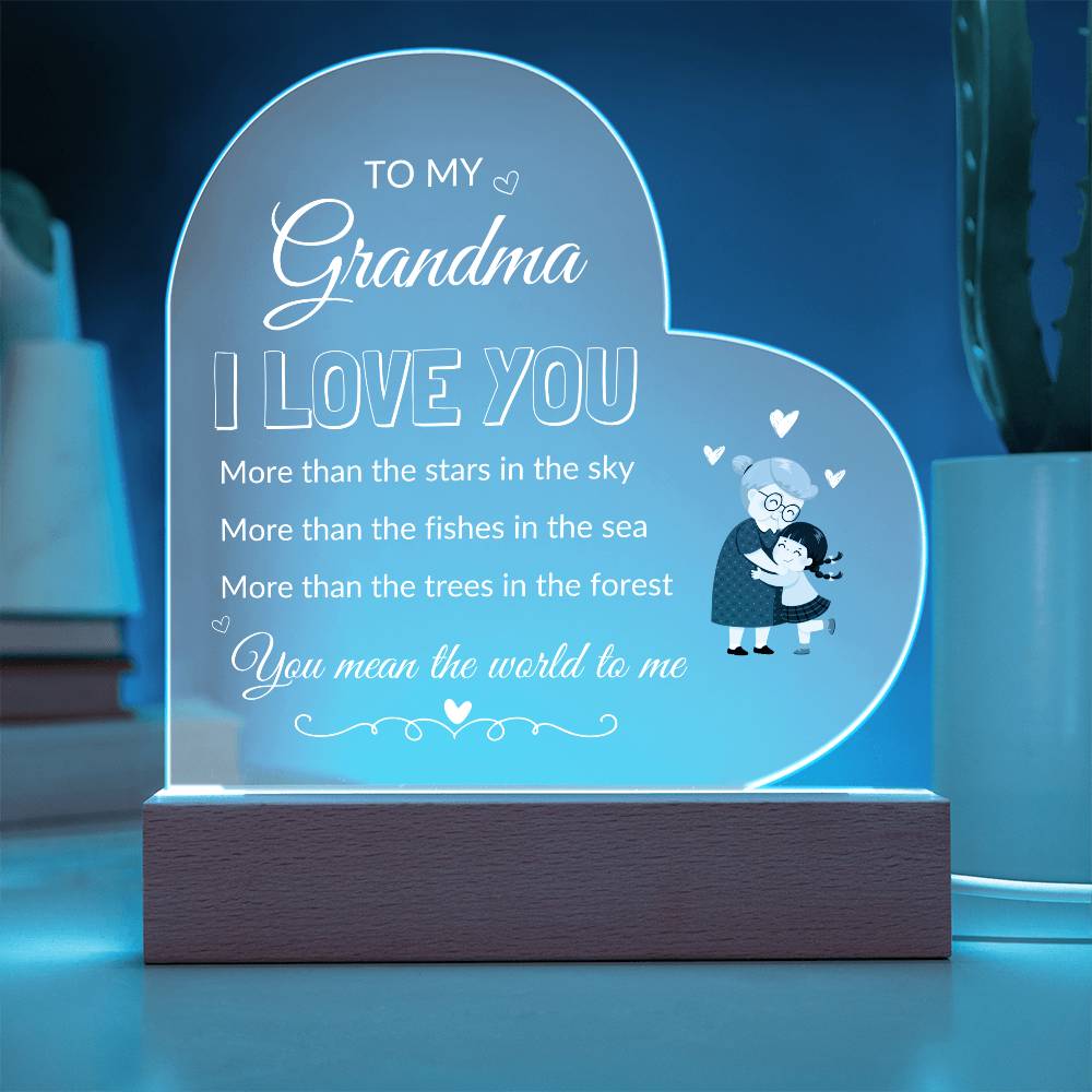 For Grandma | Printed Heart Acrylic Plaque