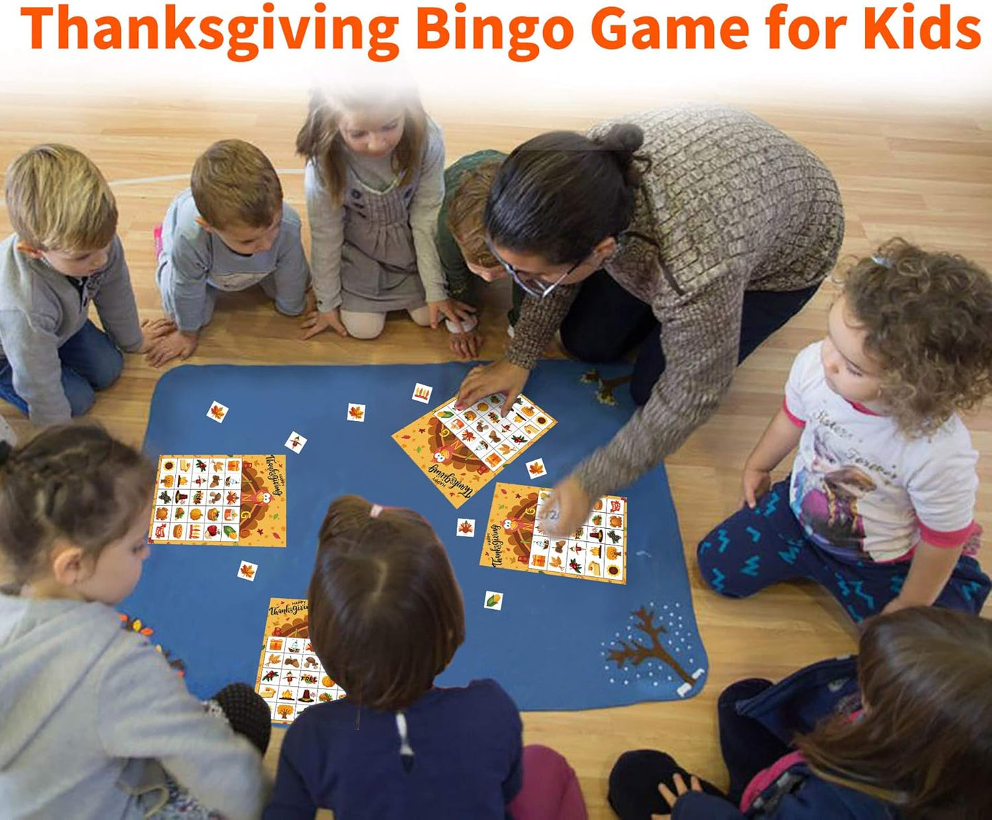 Thanksgiving Bingo Game - Fun for Families and Toddlers, Perfect for Classroom Parties with 24 Player Cards!