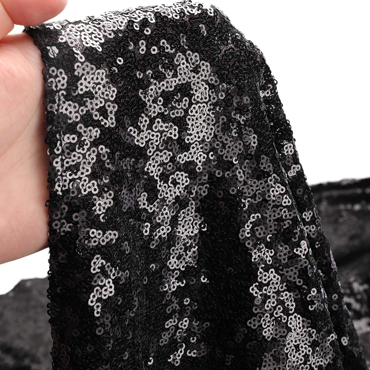 Stunning Black Sequin Table Runner Set - 2 Pack Glitter 12''X108'' for Graduation, Birthdays, Weddings, Christmas, and Halloween Parties