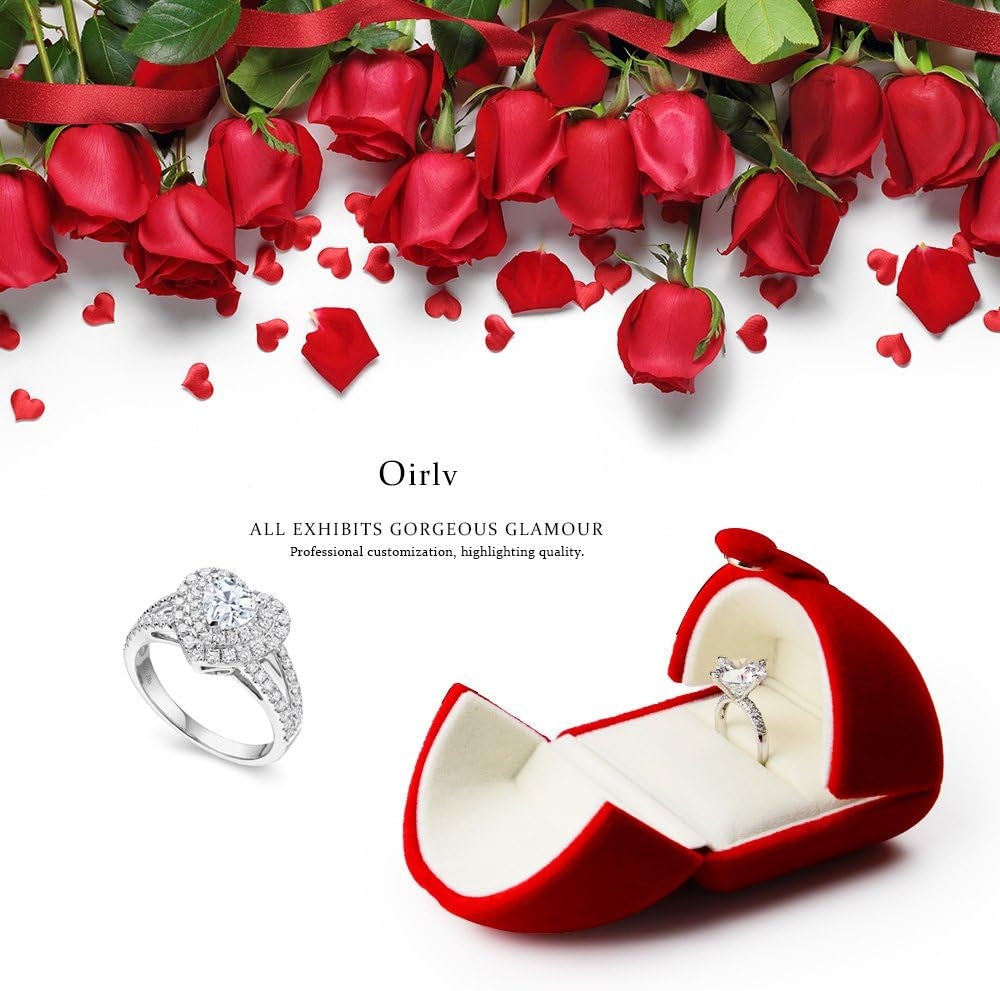 Red Velvet Ring Box for Proposal/Engagement/Wedding Premium Jewelry Gift Box