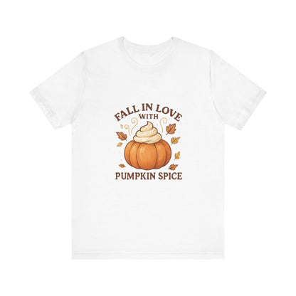 Fall in Love with Pumpkin Spice – Cute Autumn Design with Whipped Cream Pumpkin & Fall Leaves | Cozy Fall Decor or Apparel