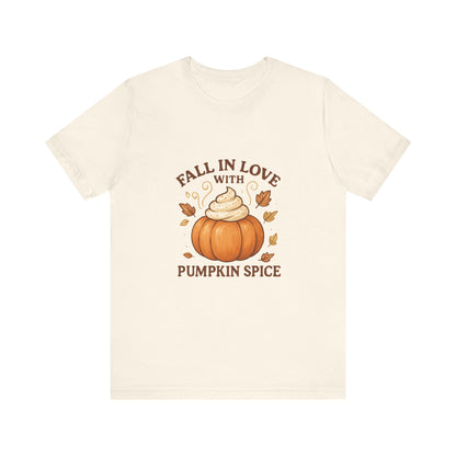 Fall in Love with Pumpkin Spice – Cute Autumn Design with Whipped Cream Pumpkin & Fall Leaves | Cozy Fall Decor or Apparel