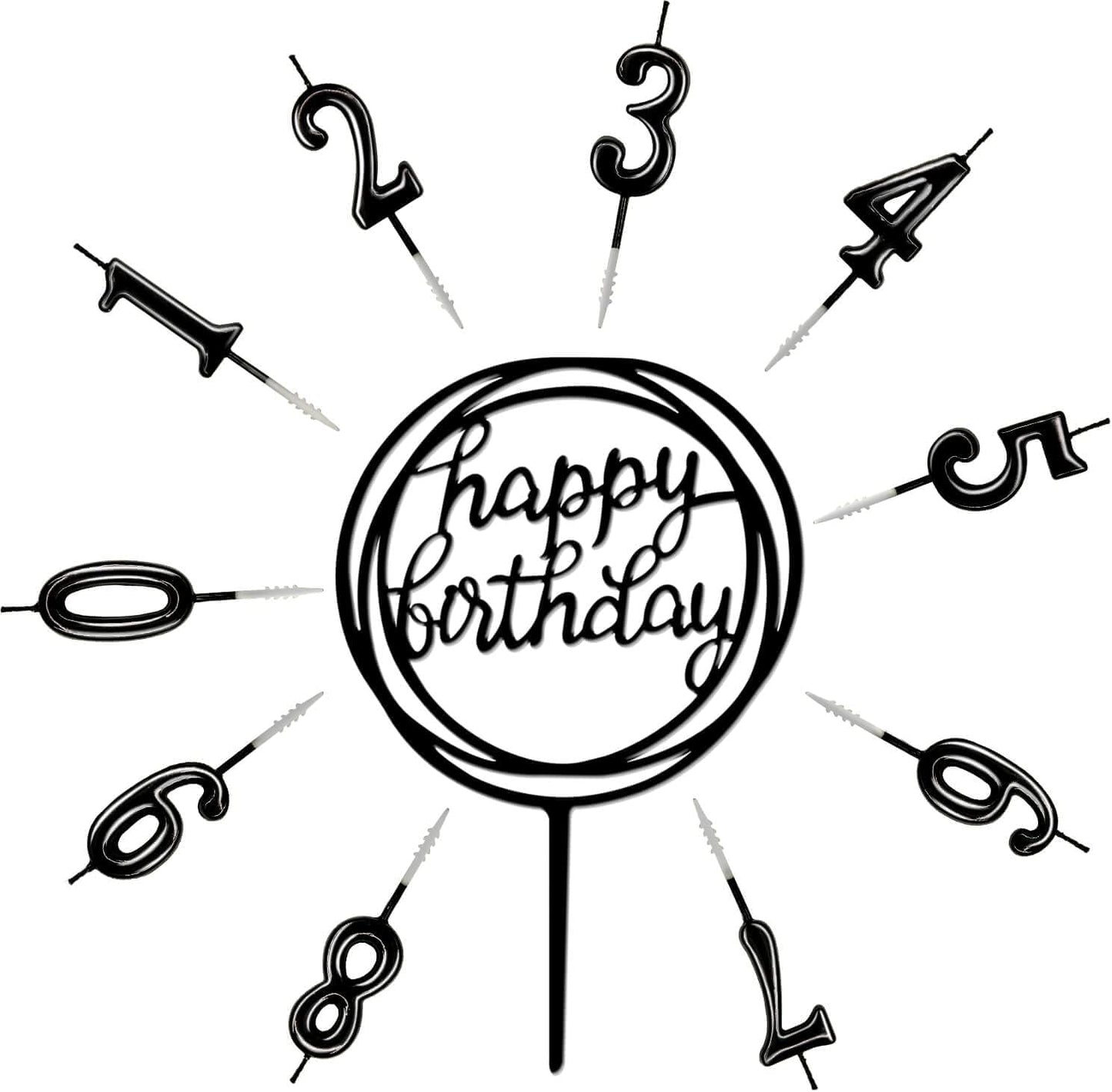 10-Piece Number Birthday Candles - Glitter Cake Topper Decoration for Birthday and Wedding Parties