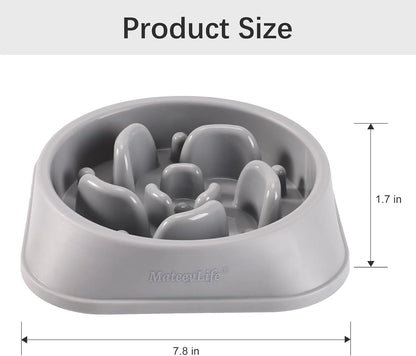 Slow Feeder Dog Bowls 2PCS, Non Slip Cat Food Bowls, Bloat Stop Maze Dishes, Interactive Feeder for All Breeds 2 Cup Gray&Black