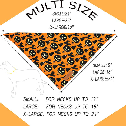 Spooktacular Halloween Dog Bandanas - 2 Pack of Reversible Pumpkin & Spider Web Bibs for Large Pets, Premium Durable Fabric, Adjustable Fit