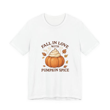 Fall in Love with Pumpkin Spice – Cute Autumn Design with Whipped Cream Pumpkin & Fall Leaves | Cozy Fall Decor or Apparel