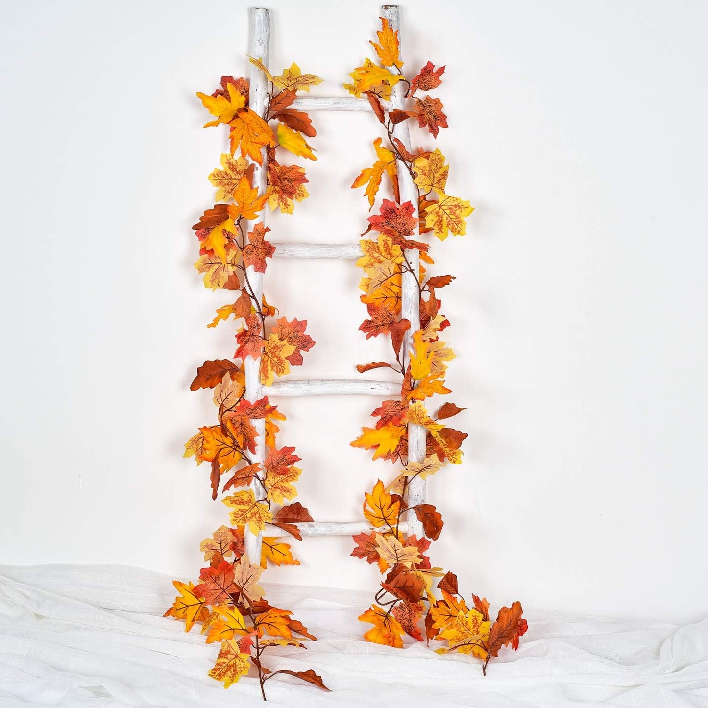 Vibrant 2 Pack Maple Leaves Fall Garland - 5.8Ft Autumn Decor for Home, Weddings, and Thanksgiving Celebrations