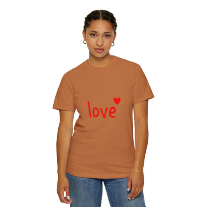 LOVE T-Shirt with Red Heart – Unisex Garment-Dyed Comfort Colors Tee | Valentine’s Day Shirt, Romantic Gift, Minimalist Design