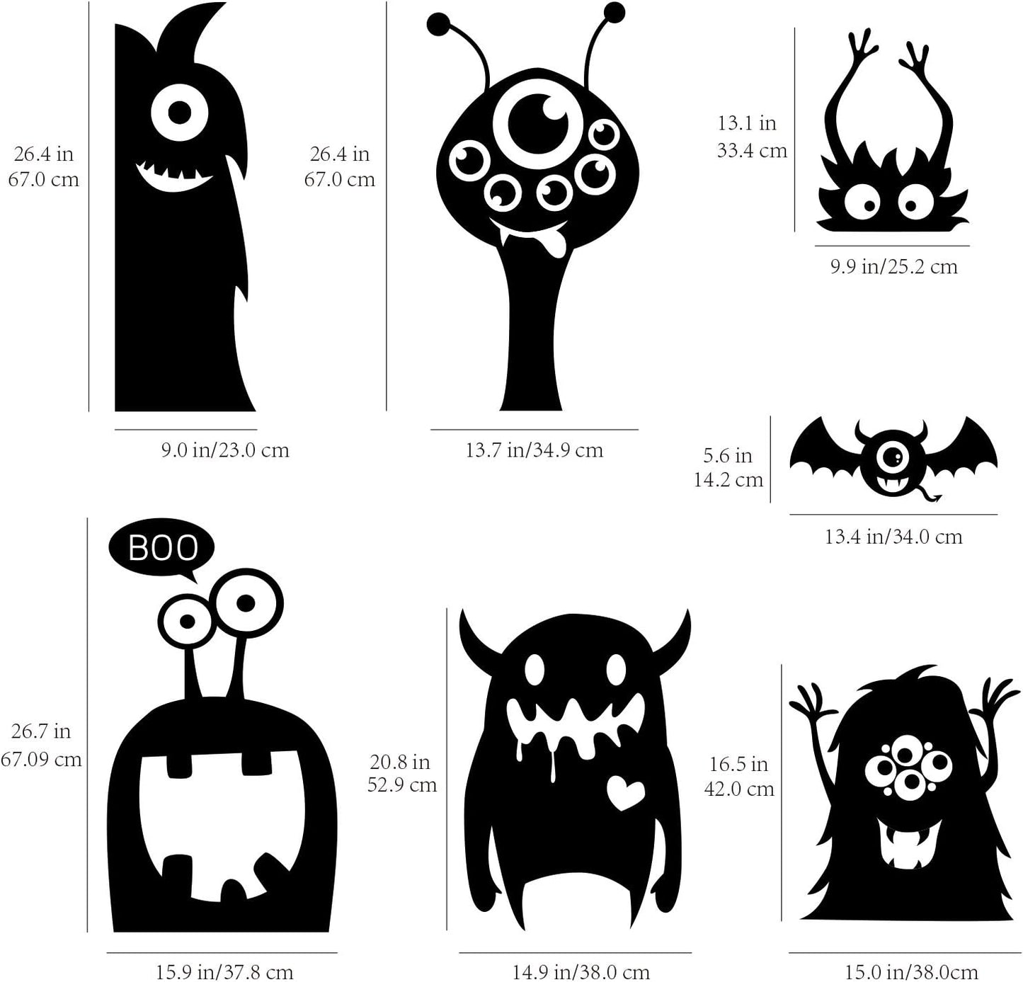 Giant 10PCS Cute Wiggly Monster Halloween Window Clings – Fun and Festive Decorations!