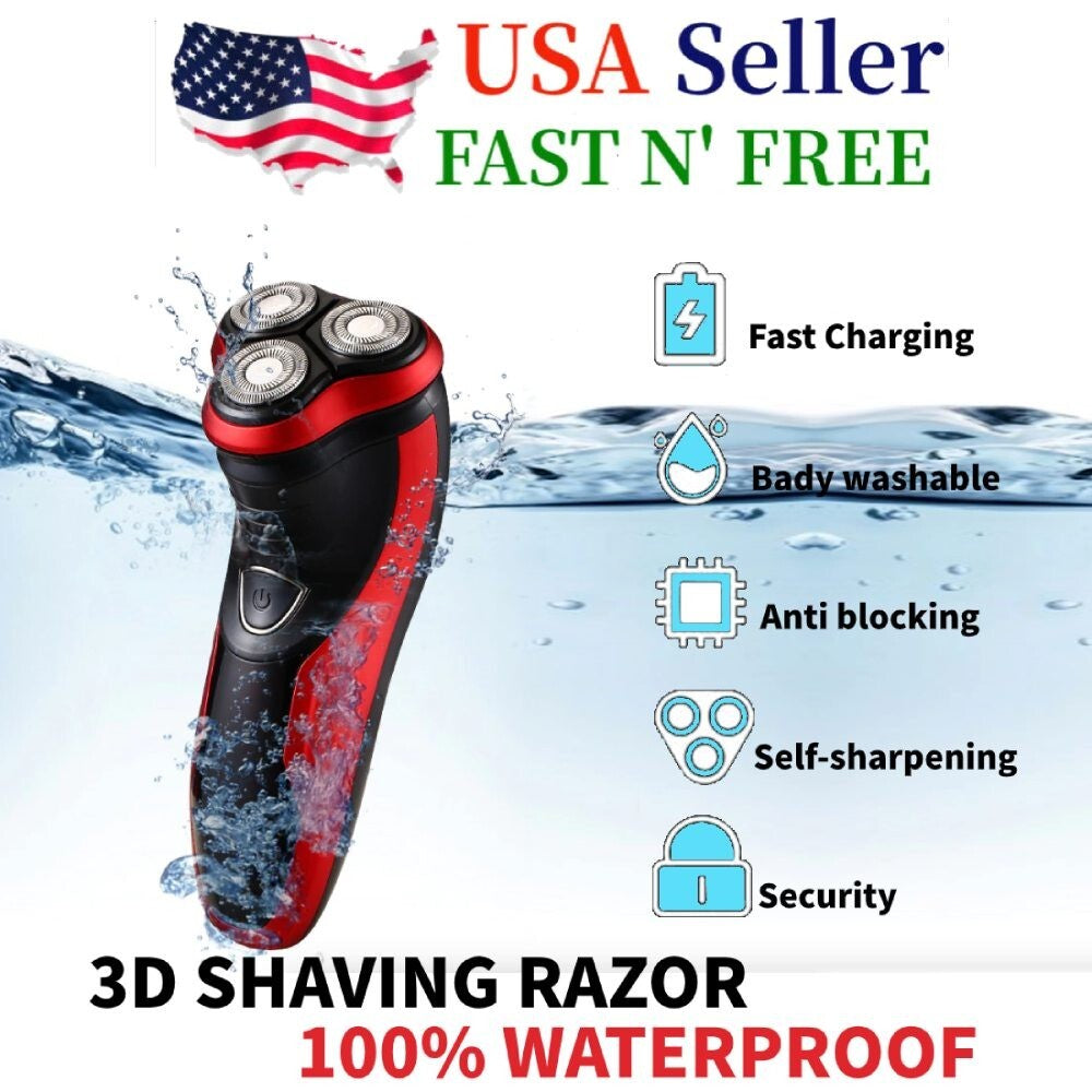 Men'S Razor Rotary Waterproof Electric Shaver Pop-Up Trimmer Wet Dry Cordless US