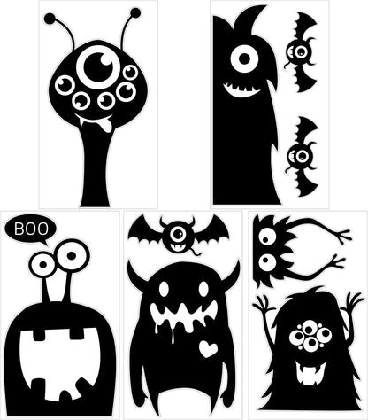 Giant 10PCS Cute Wiggly Monster Halloween Window Clings – Fun and Festive Decorations!
