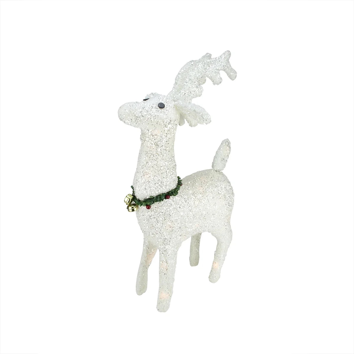 Plush Glittered Reindeer Outdoor Christmas Decoration - 28.5" - Clear Lights