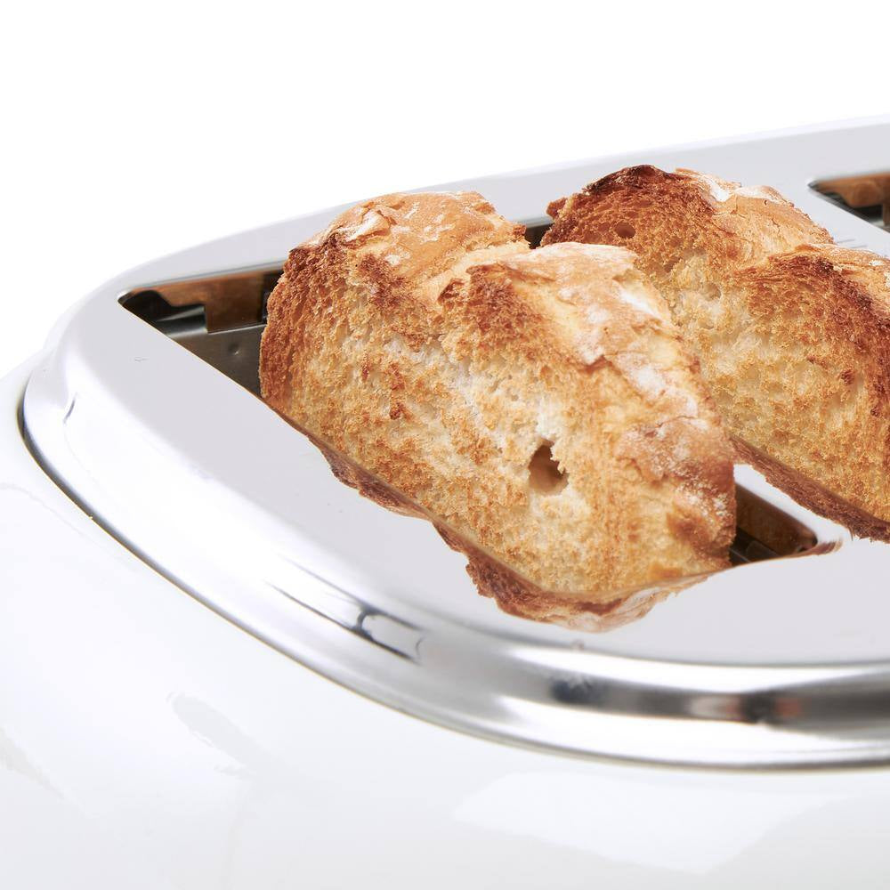 Heritage 1500-Watt 4-Slice Ivory and Copper Wide Slot Retro Toaster with Removable Crumb Tray and Browning Control