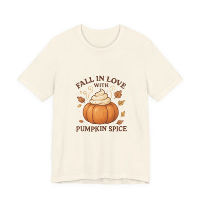 Fall in Love with Pumpkin Spice – Cute Autumn Design with Whipped Cream Pumpkin & Fall Leaves | Cozy Fall Decor or Apparel