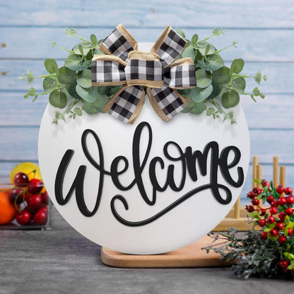 Charming Rustic Welcome Sign Wreath for Front Door - Spring Farmhouse Decor for Outdoor Home Elegance
