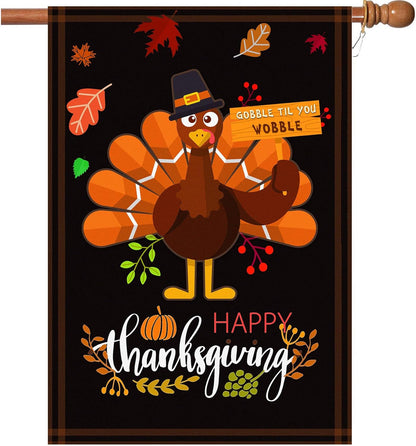 Vibrant Thanksgiving Garden Flag - Double-Sided Turkey Decor for Fall Celebrations - 28 x 40 inches